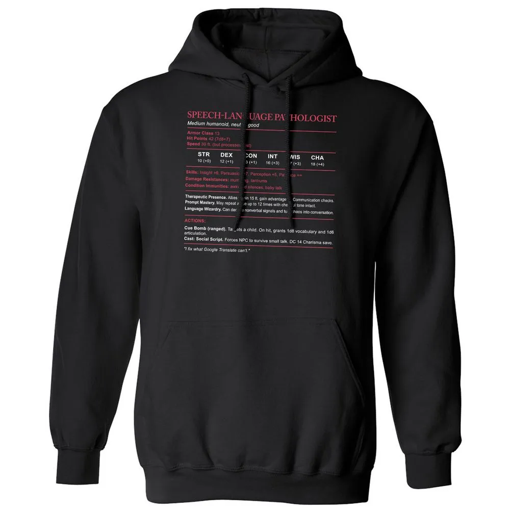 Speech Language Pathologist Stats Classic Unisex Hoodie - Black - 1