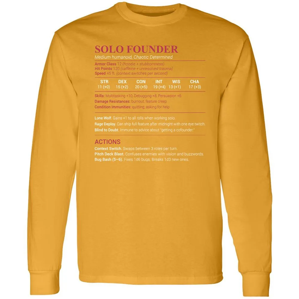 Solo Founder Long Sleeve T-Shirt - Gold - 9