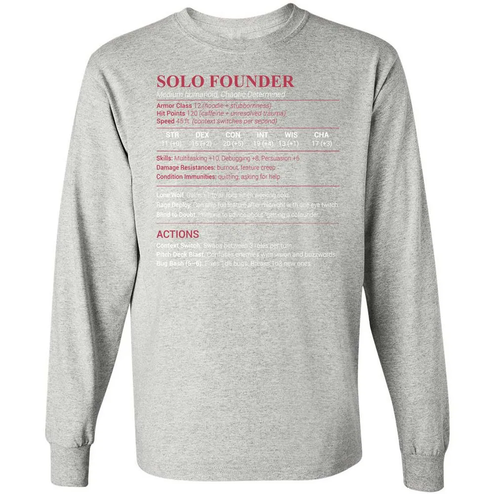 Solo Founder Long Sleeve T-Shirt - Ash - 7