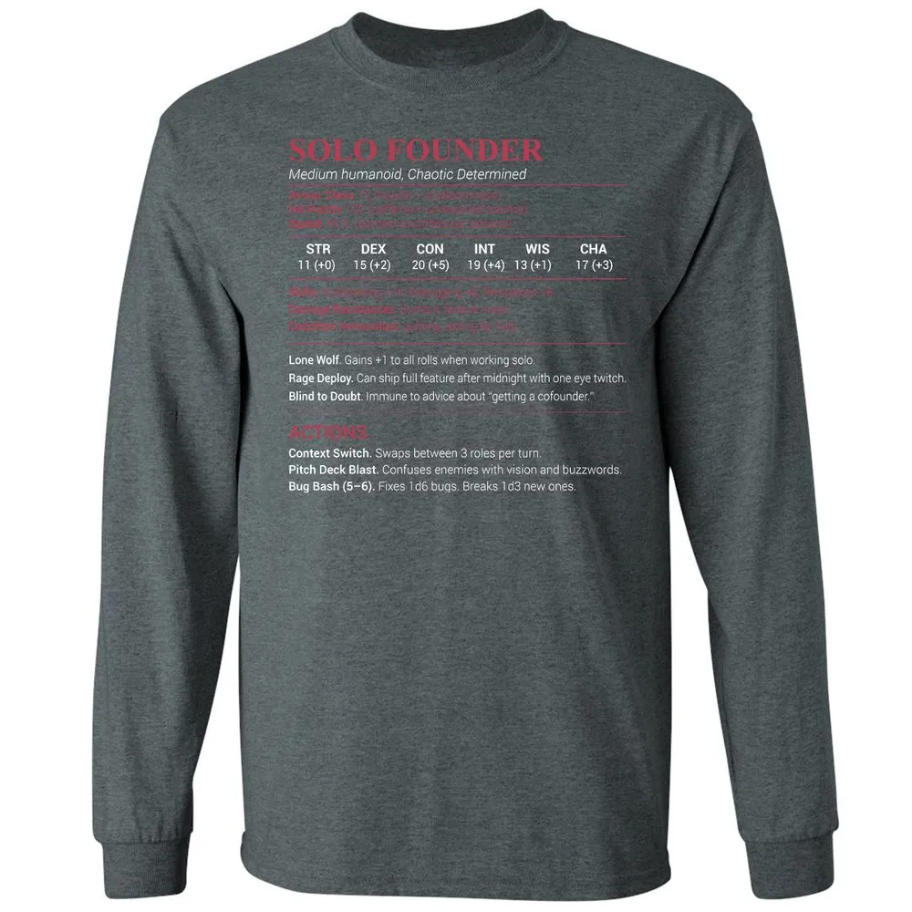 Solo Founder Long Sleeve T-Shirt - Dark Heather - 15
