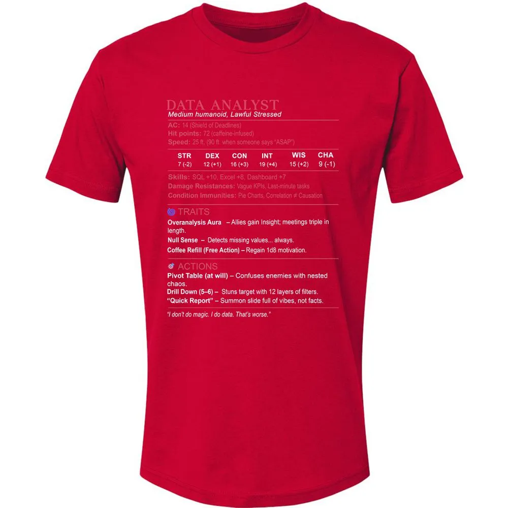 Data Analyst Stats Premium Unisex T-Shirt - Red - 6