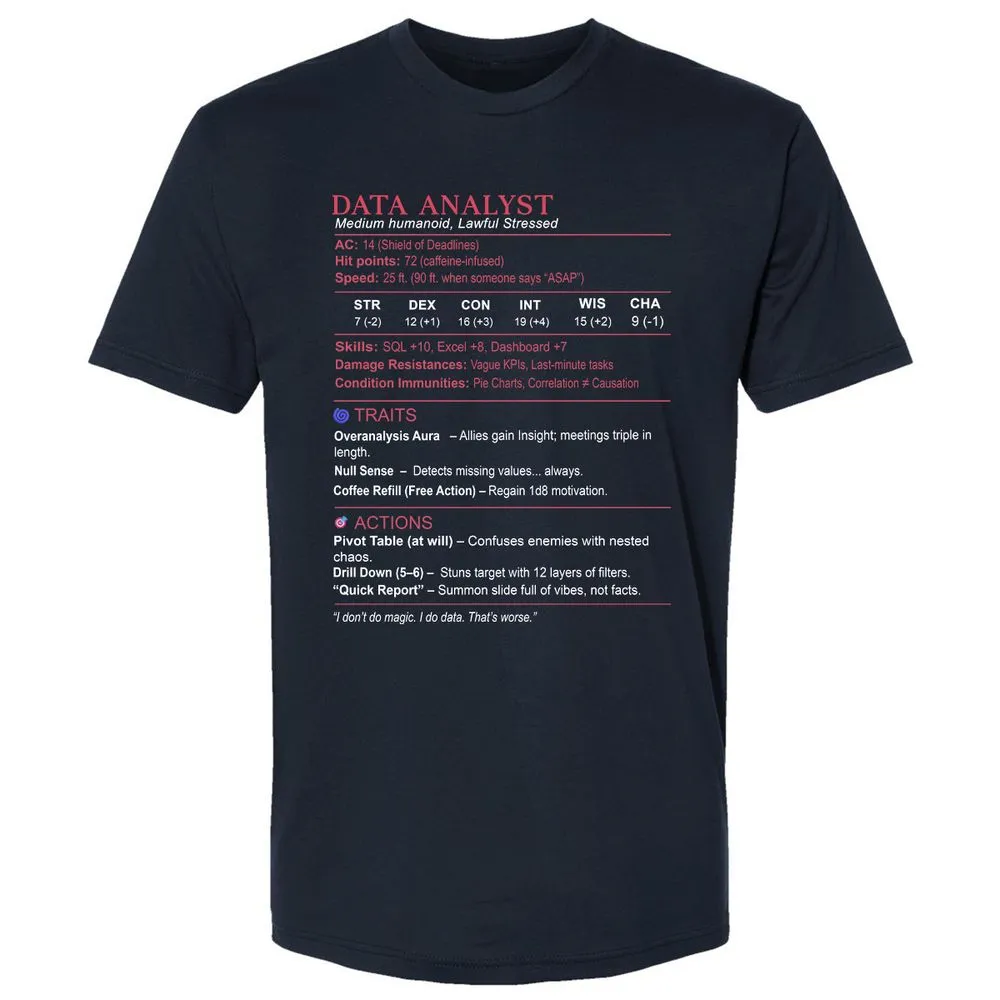 Data Analyst Stats Premium Unisex T-Shirt - Midnight Navy - 2