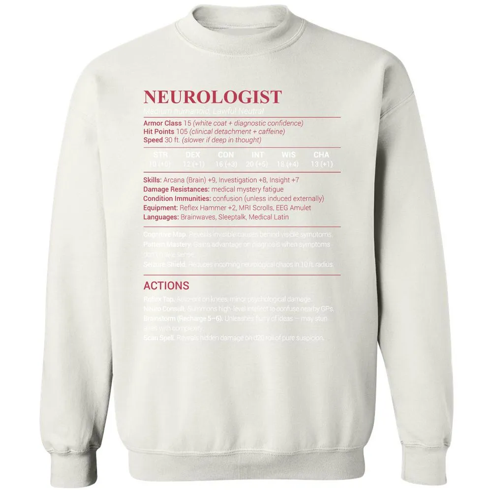 Neurologist Stats Classic Unisex Sweatshirt - White - 12