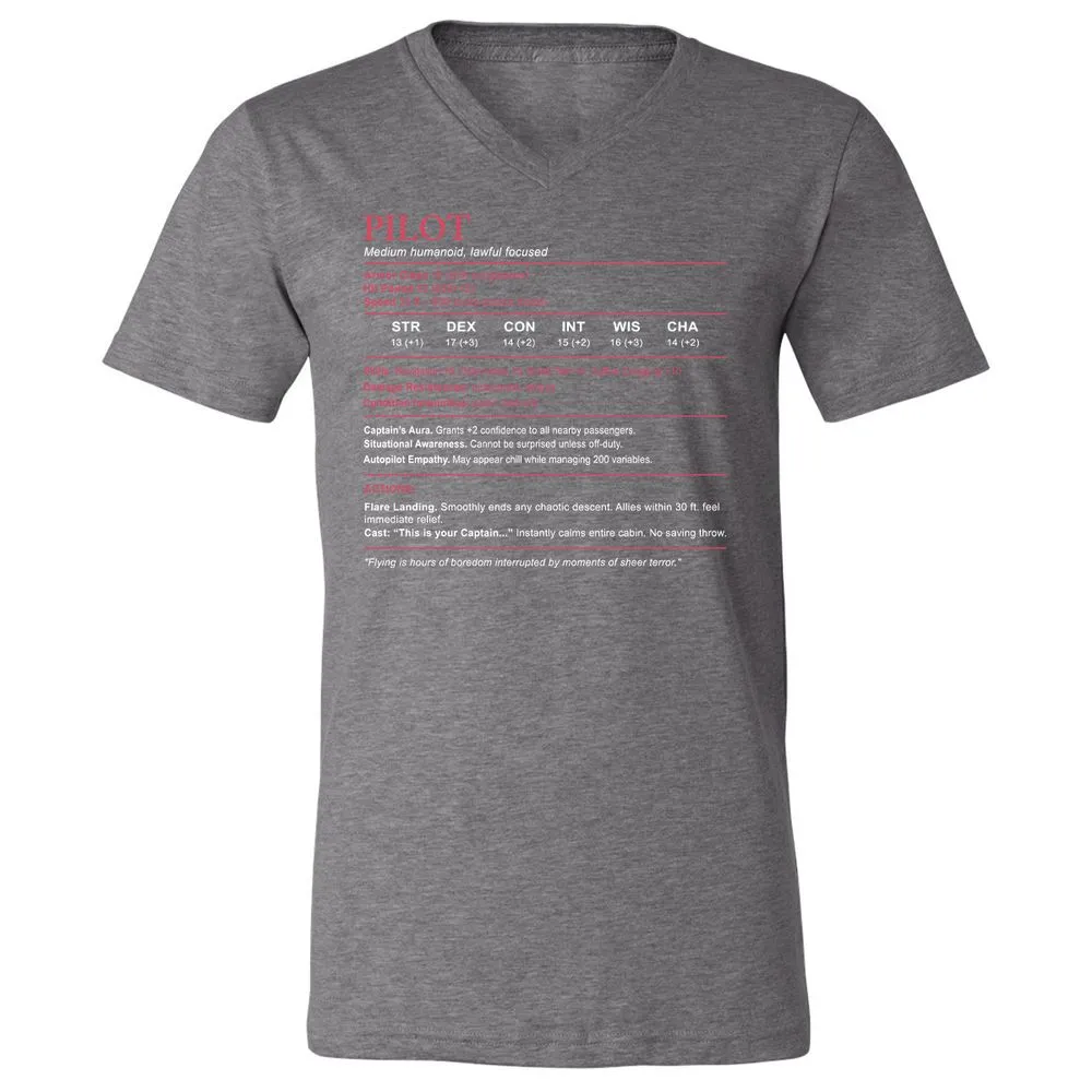 Pilot Stats Unisex V-Neck T-Shirt - Deep Heather - 13