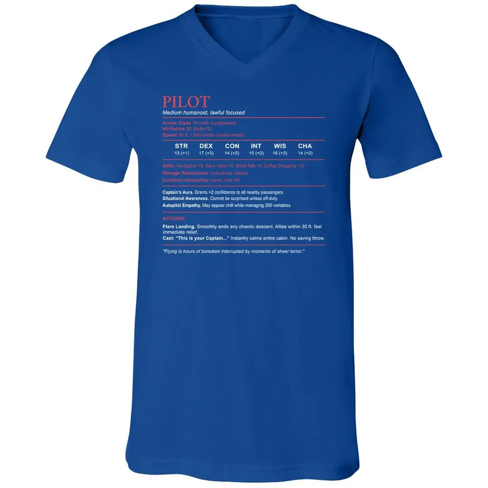 Pilot Stats Unisex V-Neck T-Shirt - True Royal - 4
