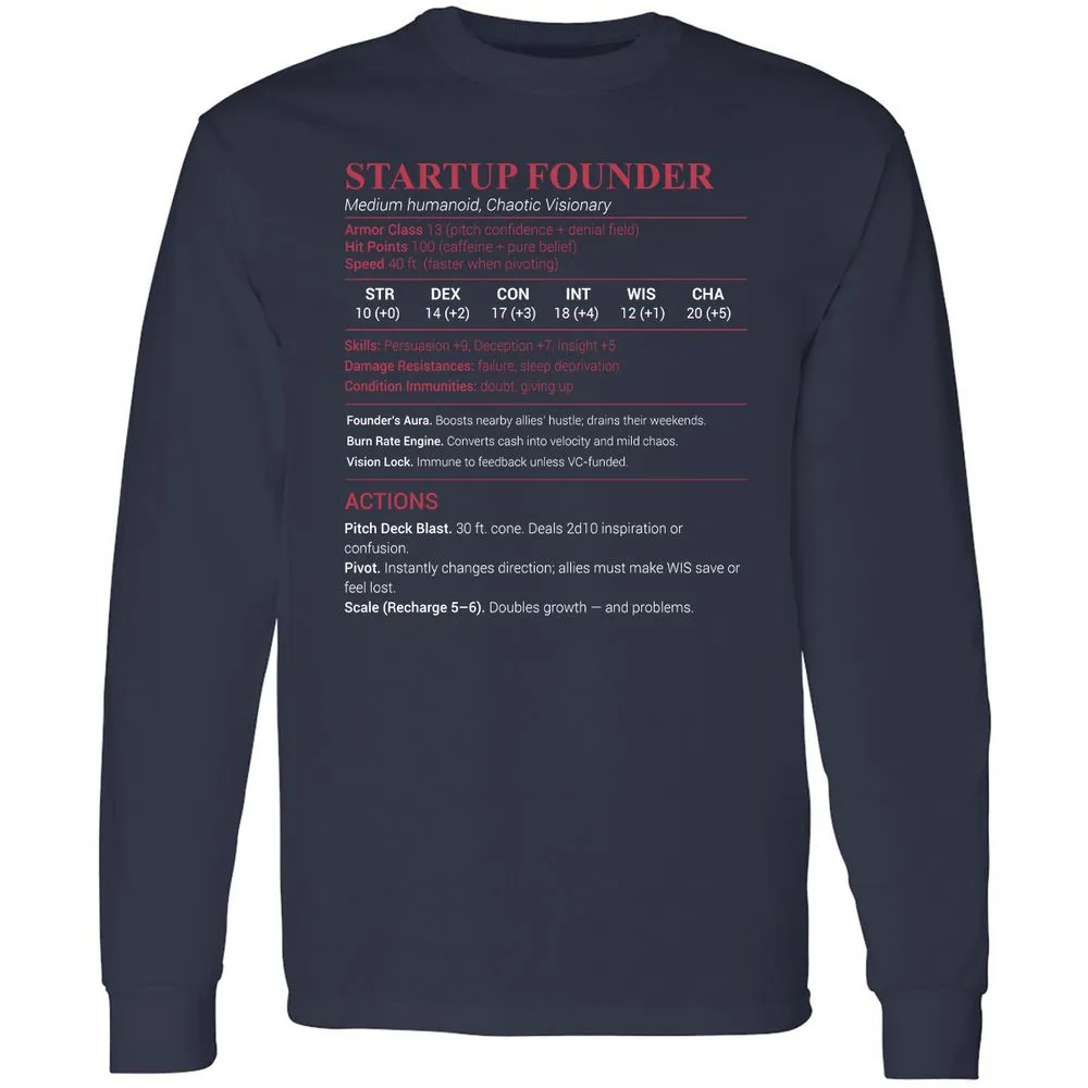 Startup Founder Long Sleeve T-Shirt - Navy - 2