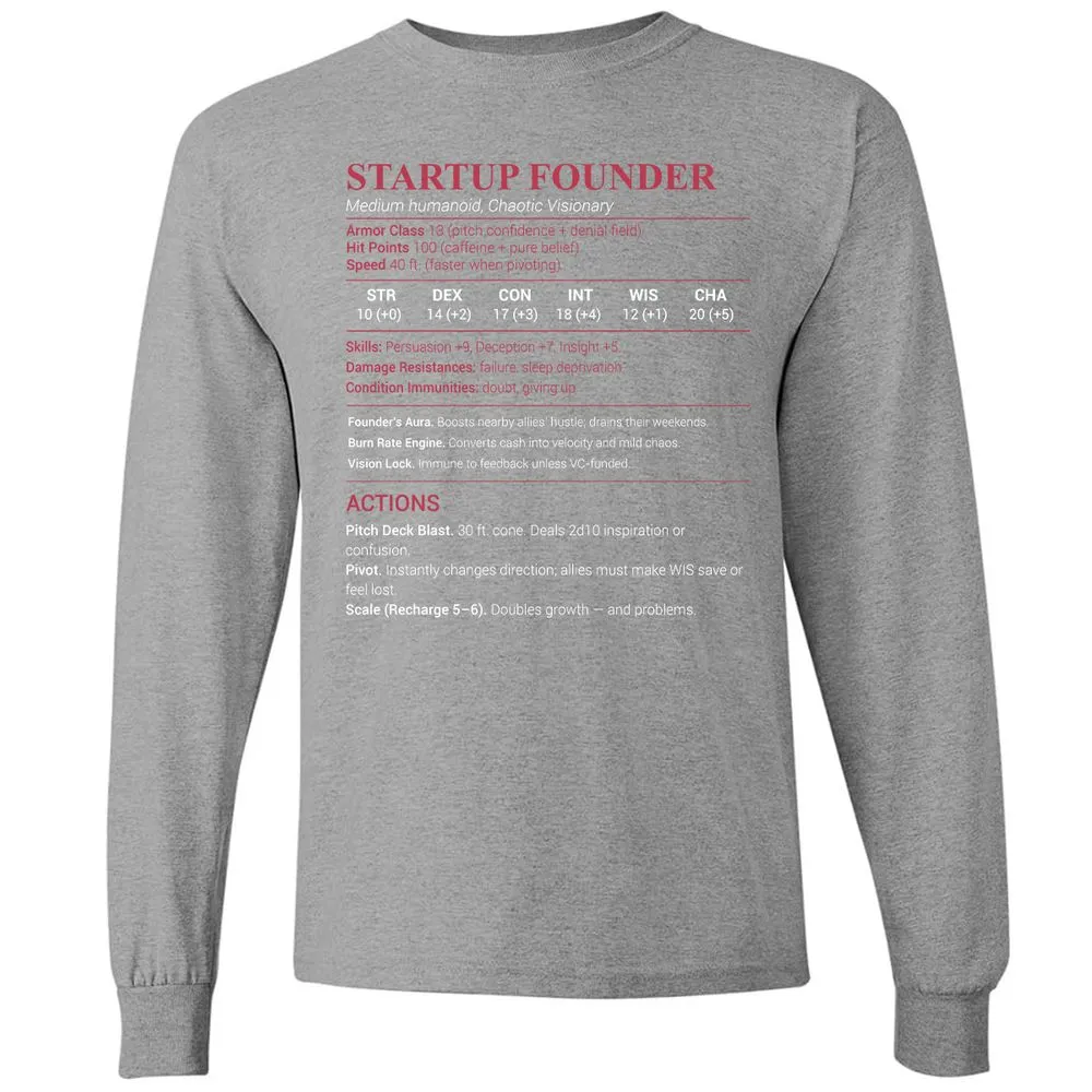 Startup Founder Long Sleeve T-Shirt - Graphite Heather - 6