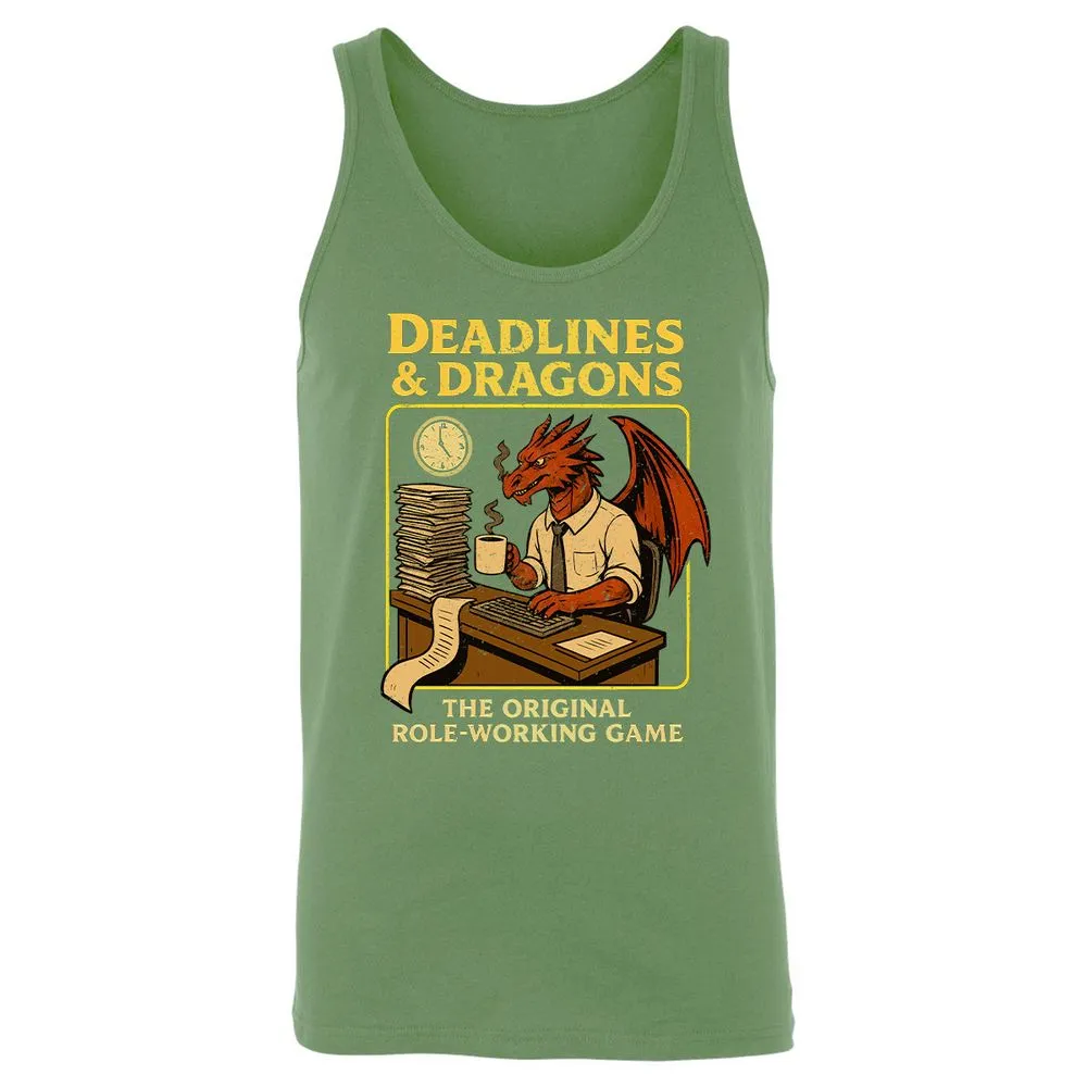 Deadlines & Dragons (Office Staff) Unisex Jersey Tank - Leaf - 10