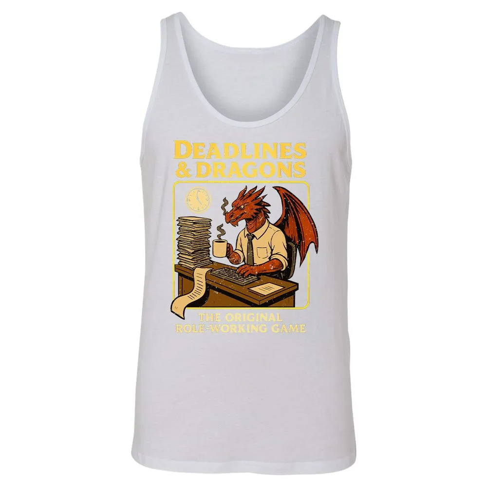 Deadlines & Dragons (Office Staff) Unisex Jersey Tank - White - 14