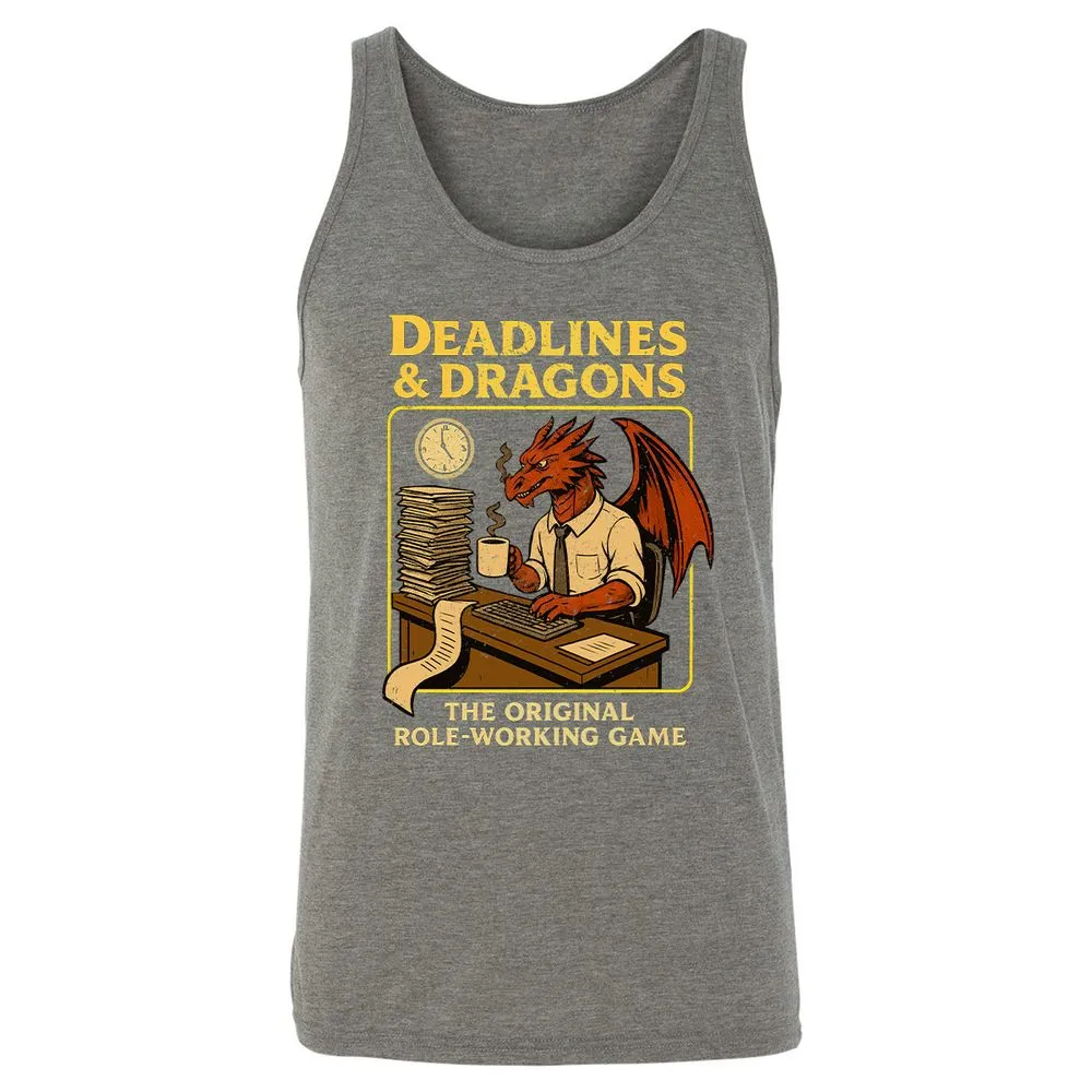 Deadlines & Dragons (Office Staff) Unisex Jersey Tank - Grey Triblend - 8