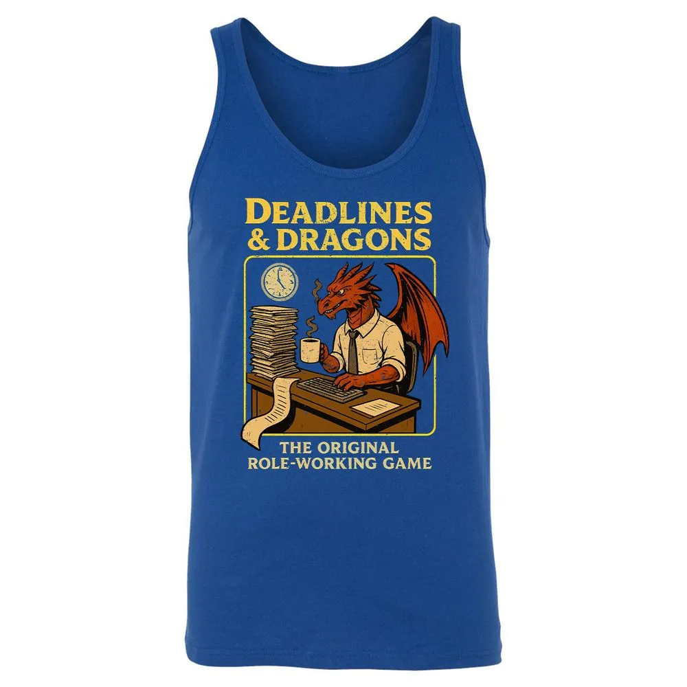 Deadlines & Dragons (Office Staff) Unisex Jersey Tank - True Royal - 13