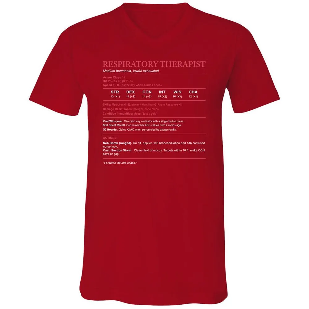Respiratory Therapist Unisex V-Neck T-Shirt - Red - 3