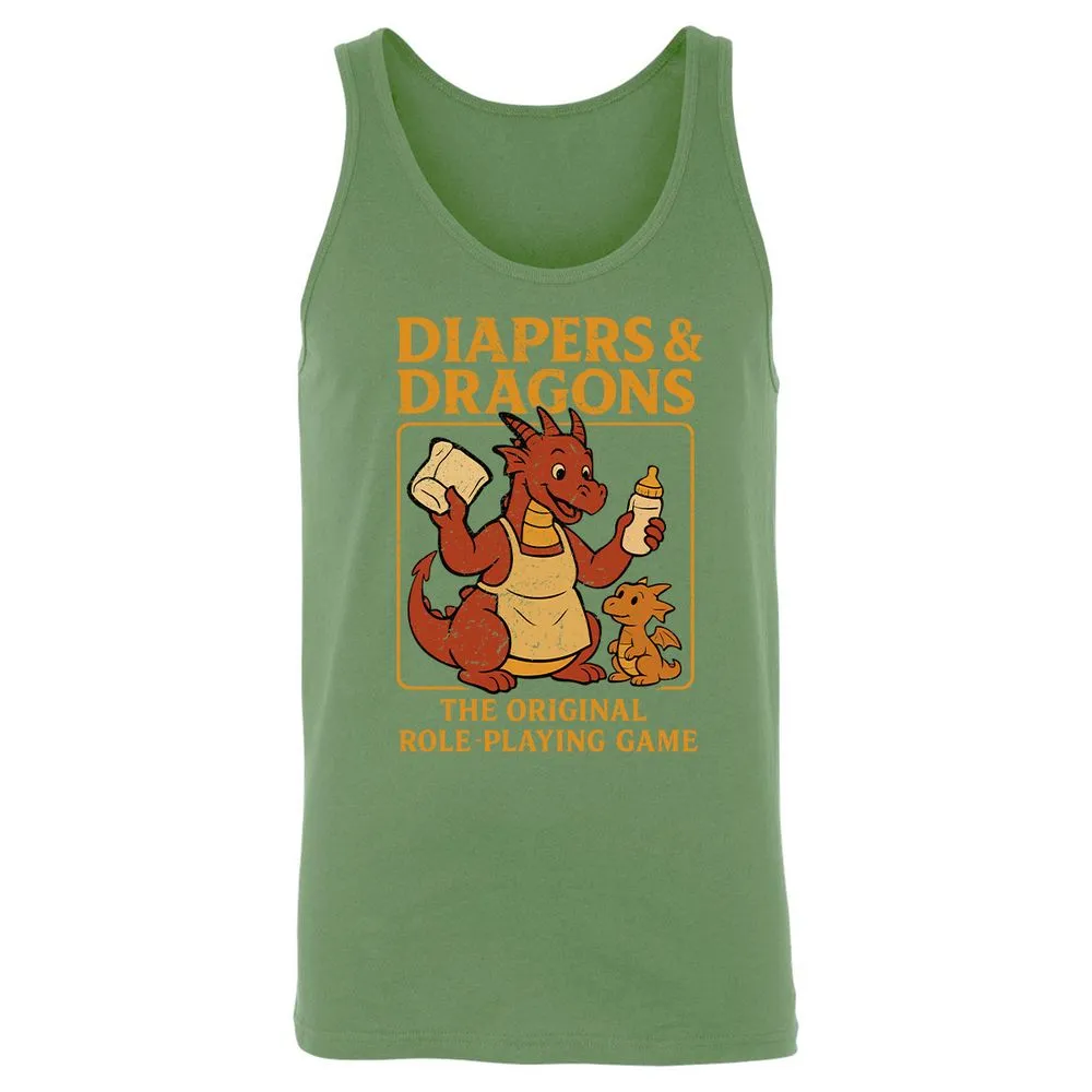 Diapers & Dragons Unisex Jersey Tank - Leaf - 10