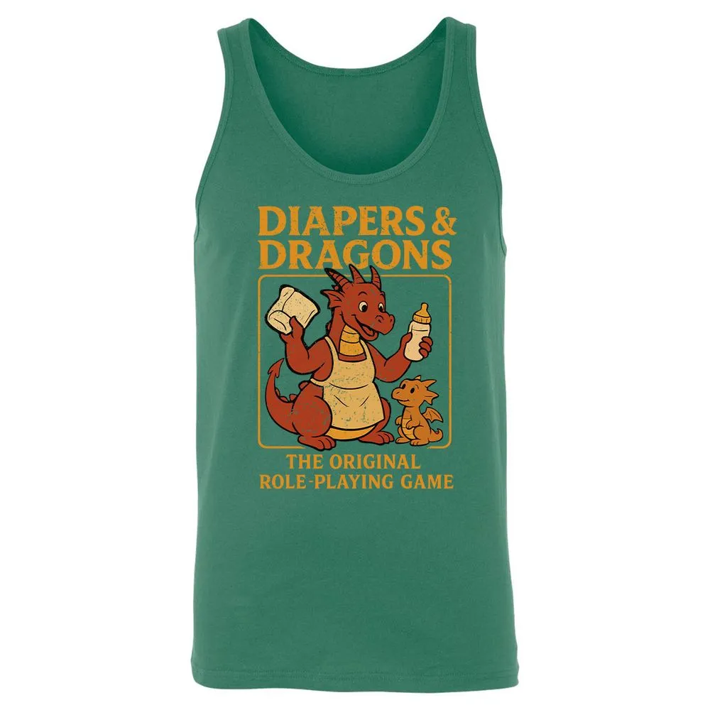 Diapers & Dragons Unisex Jersey Tank - Kelly - 9