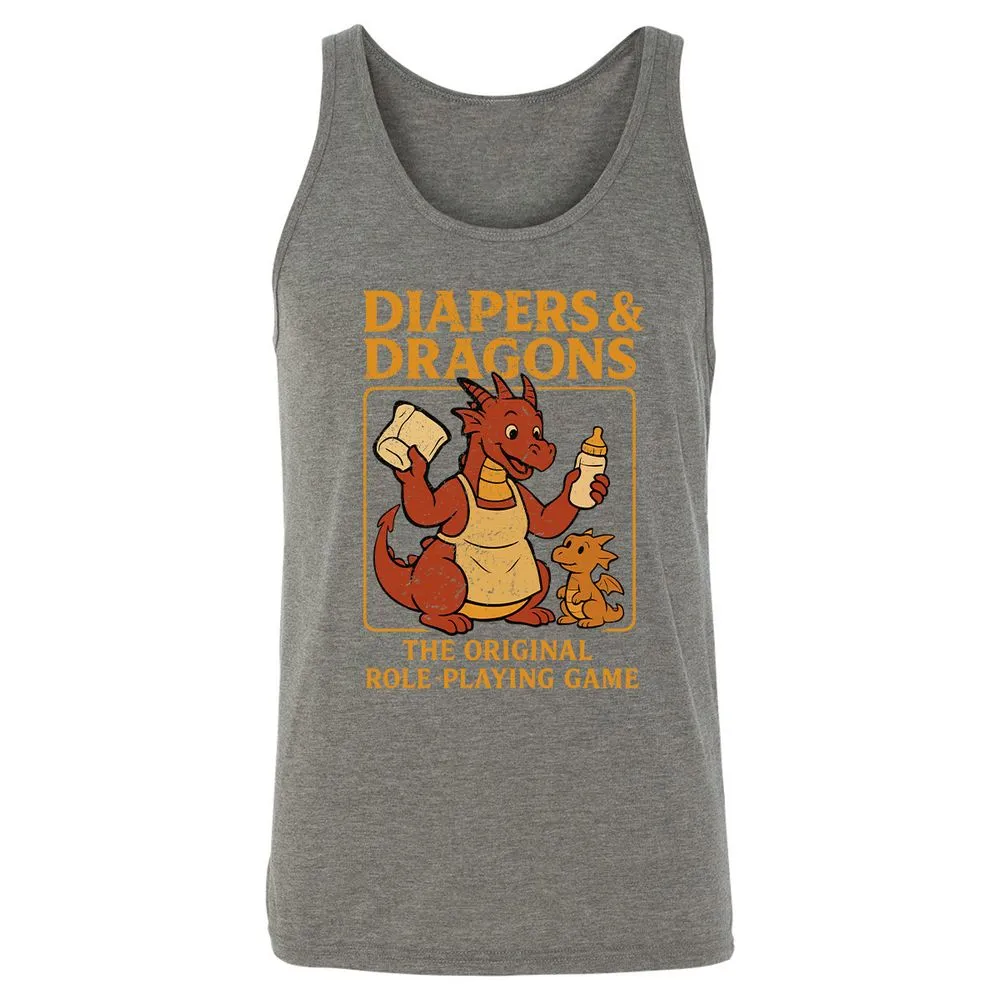 Diapers & Dragons Unisex Jersey Tank - Grey Triblend - 8