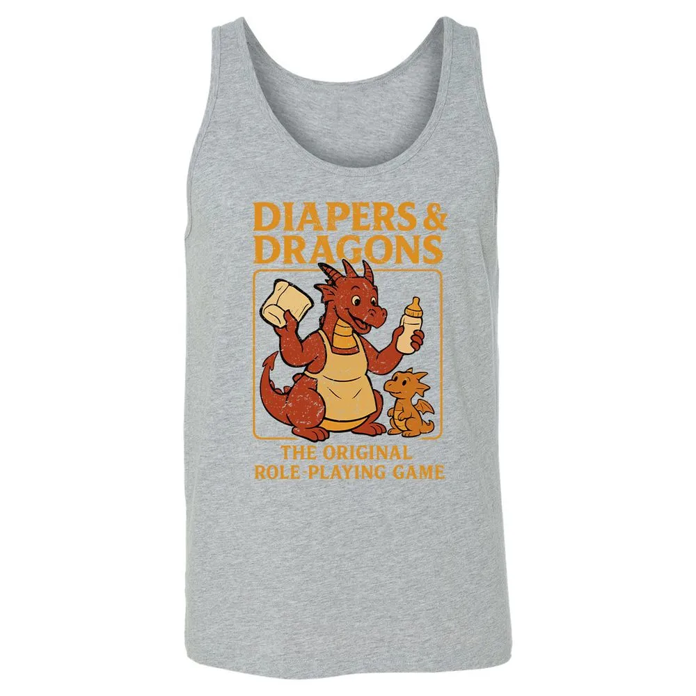 Diapers & Dragons Unisex Jersey Tank - Athletic Heather - 4
