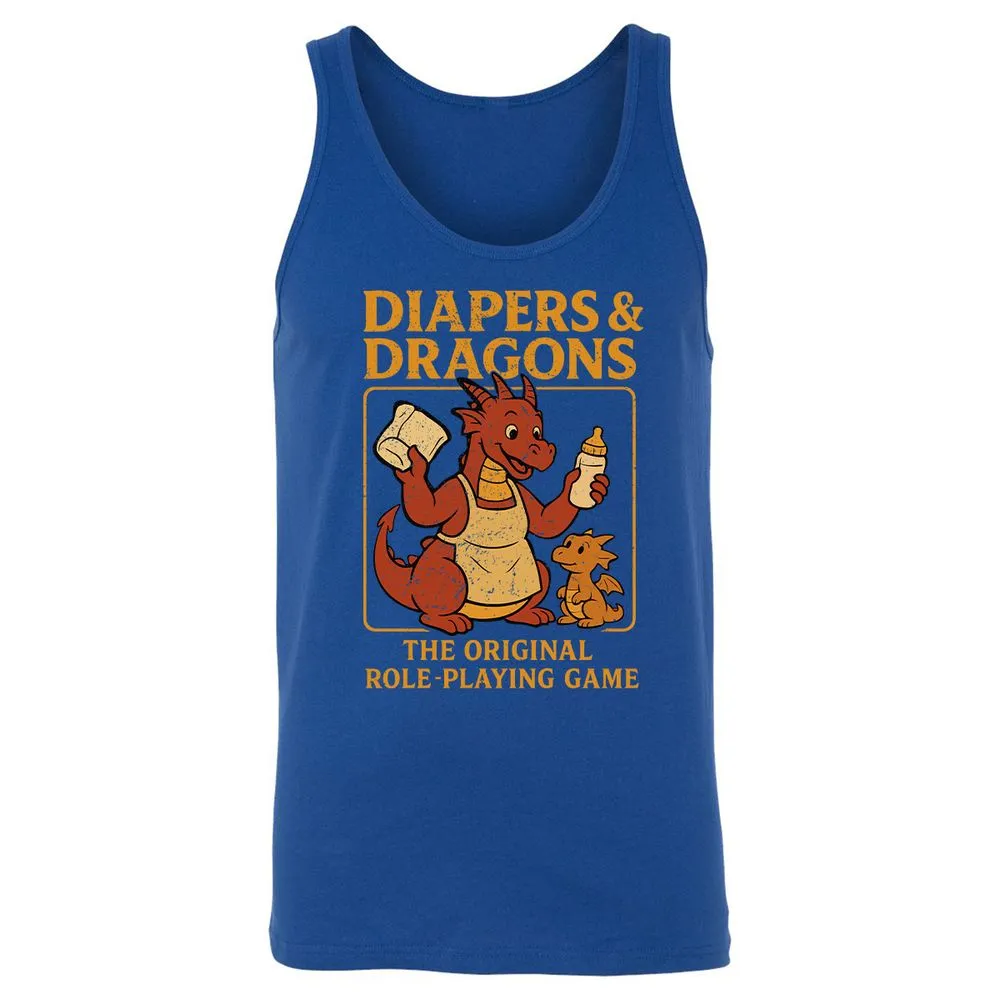 Diapers & Dragons Unisex Jersey Tank - True Royal - 13