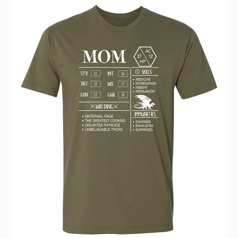 Mom Stats 2 Premium Unisex T-Shirt - Military Green - 5