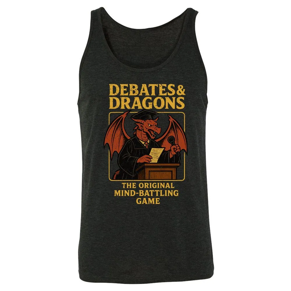 Debates & Dragons Unisex Jersey Tank - Charcoal Black Triblend - 5