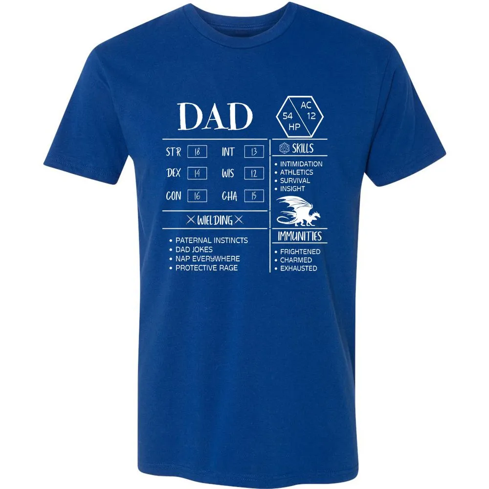 Dad Stats 2 Premium Unisex T-Shirt - Royal - 10