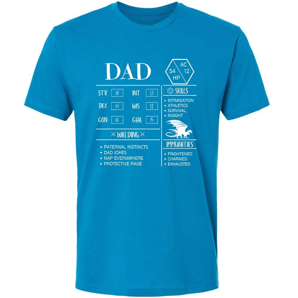 Dad Stats 2 Premium Unisex T-Shirt - Turquoise - 16