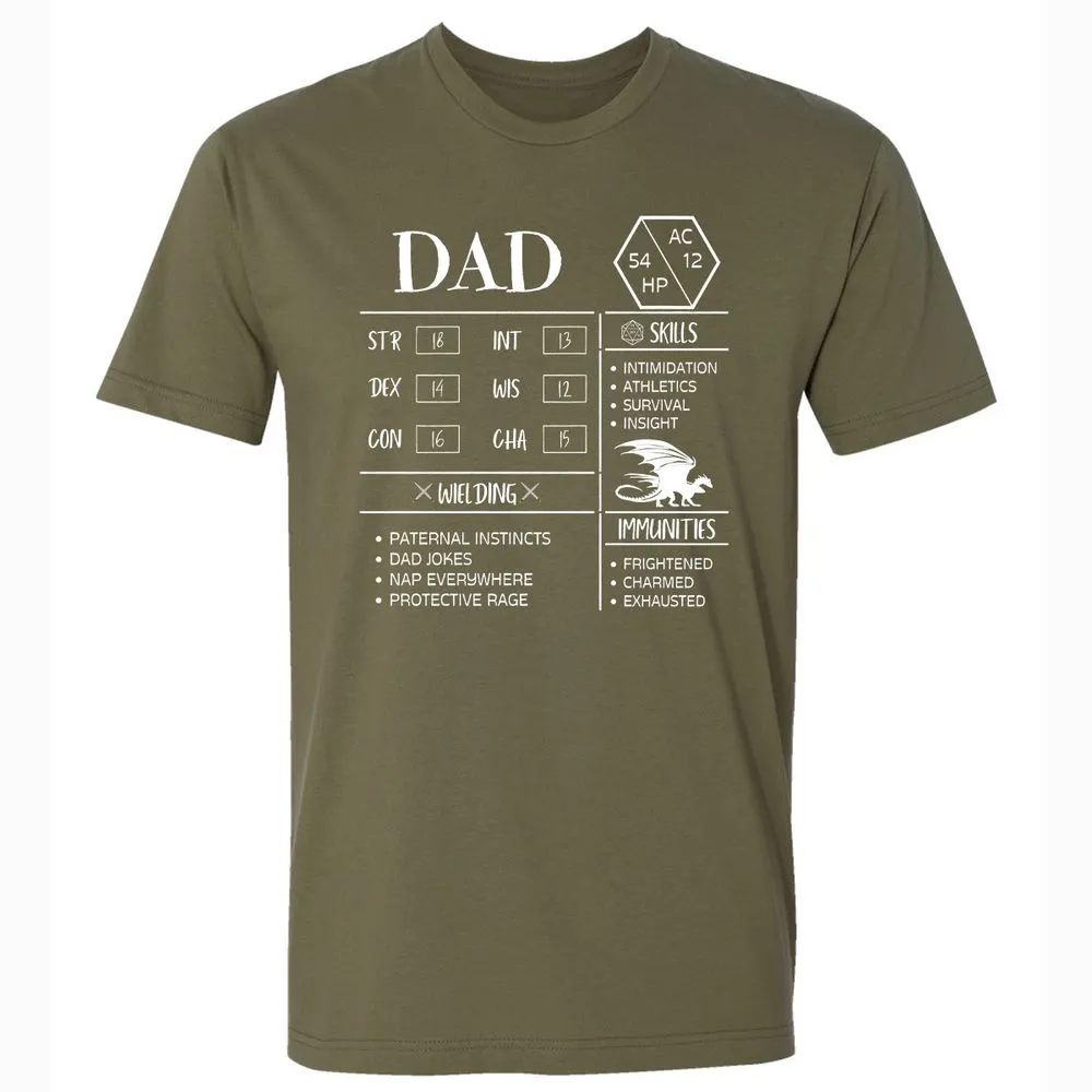 Dad Stats 2 Premium Unisex T-Shirt - Military Green - 5