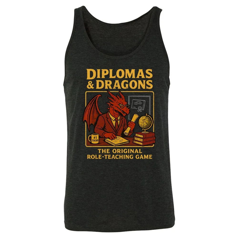 Diplomas & Dragons Unisex Jersey Tank - Charcoal Black Triblend - 5