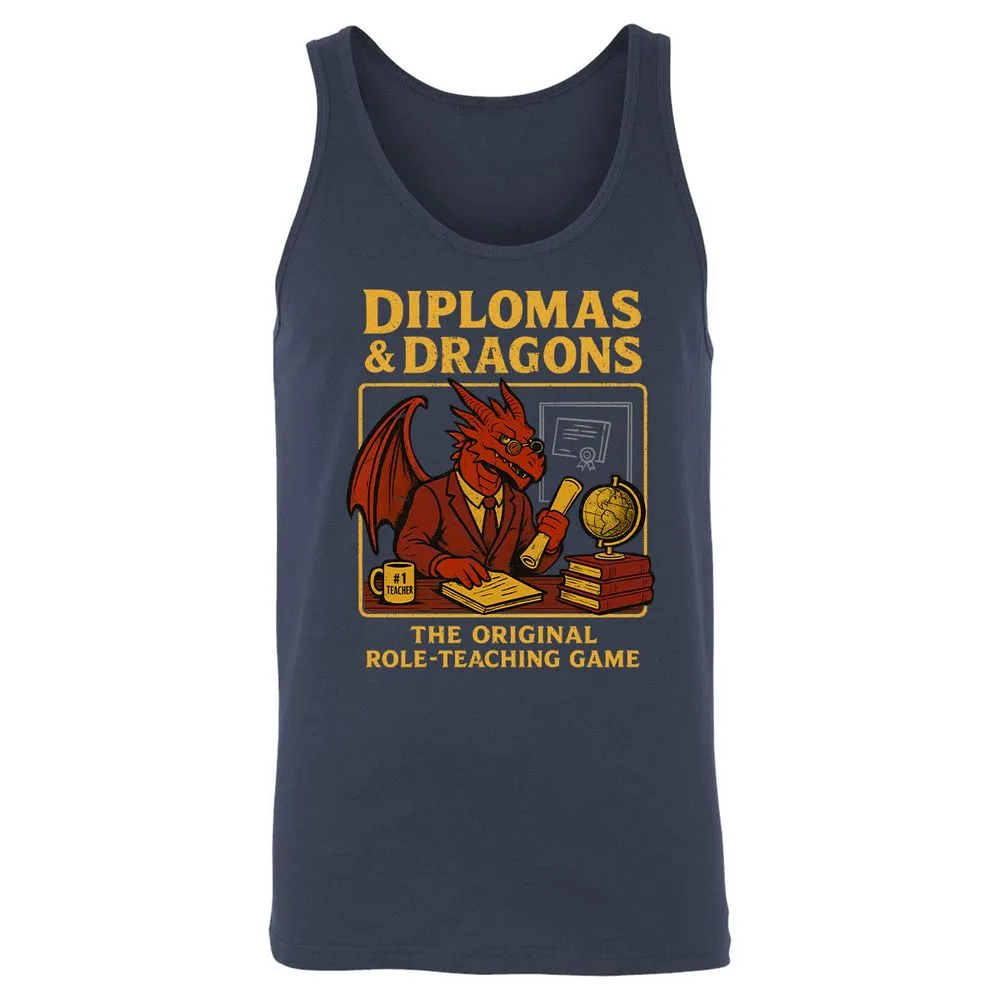 Diplomas & Dragons Unisex Jersey Tank - Navy - 2