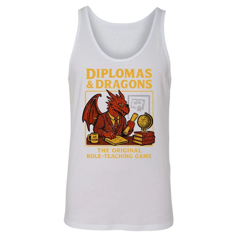 Diplomas & Dragons Unisex Jersey Tank - White - 14