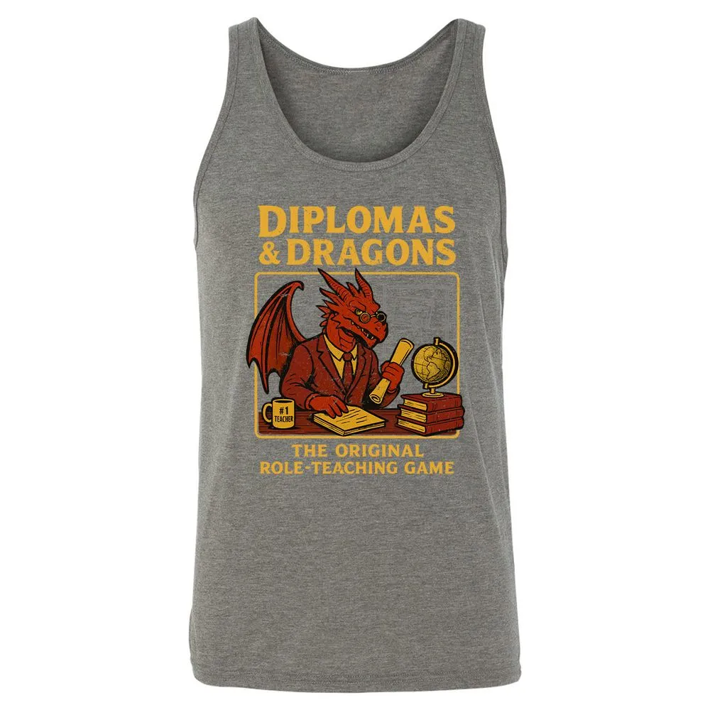 Diplomas & Dragons Unisex Jersey Tank - Grey Triblend - 8