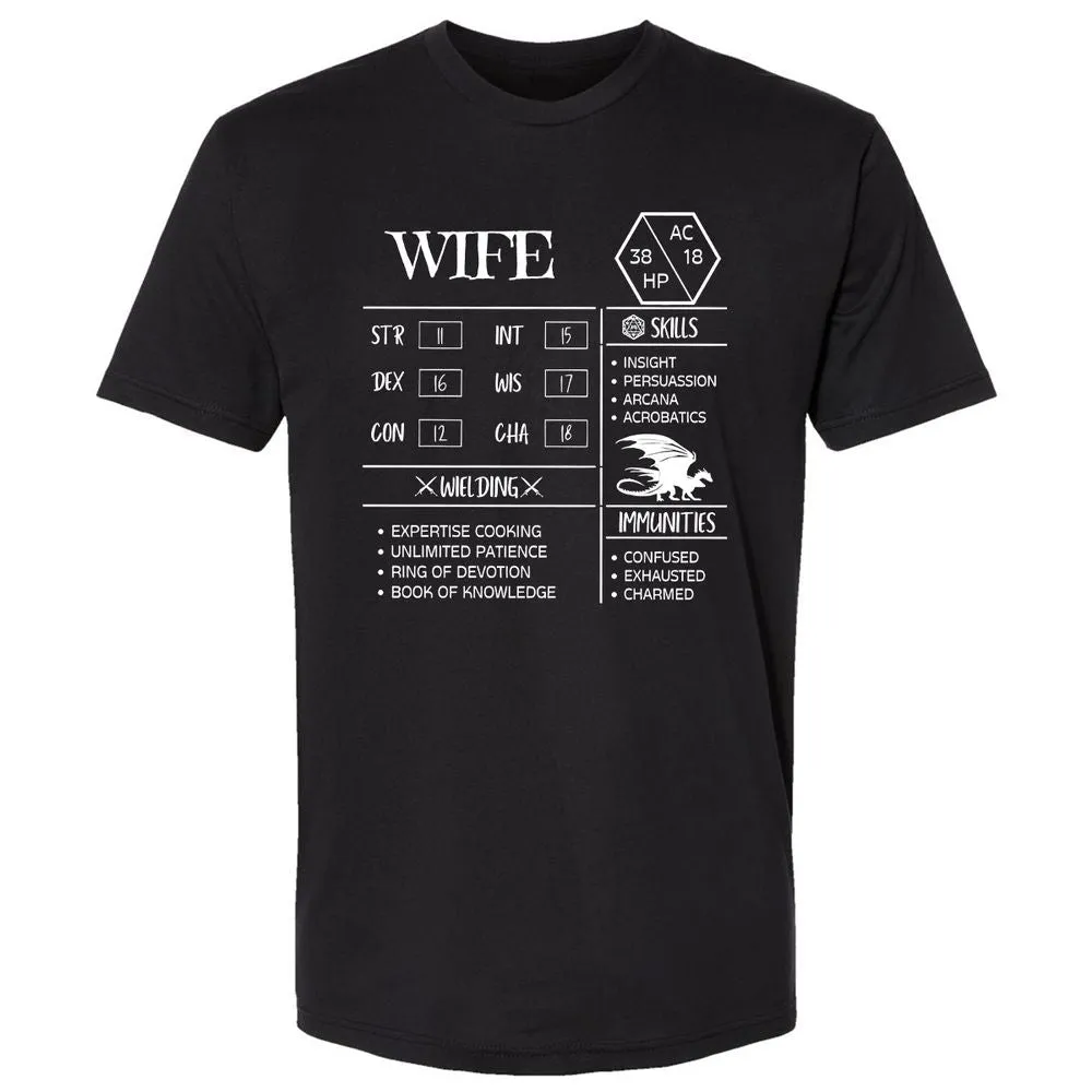 Wife Stats 2 Premium Unisex T-Shirt - Black - 1