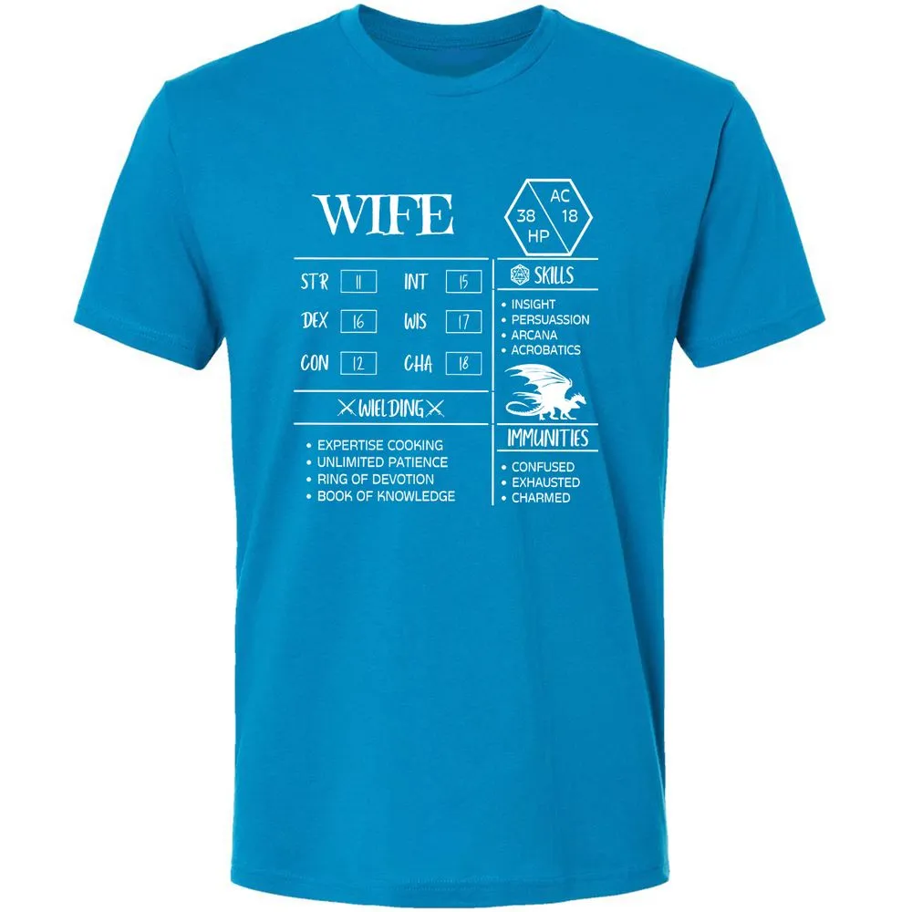 Wife Stats 2 Premium Unisex T-Shirt - Turquoise - 16