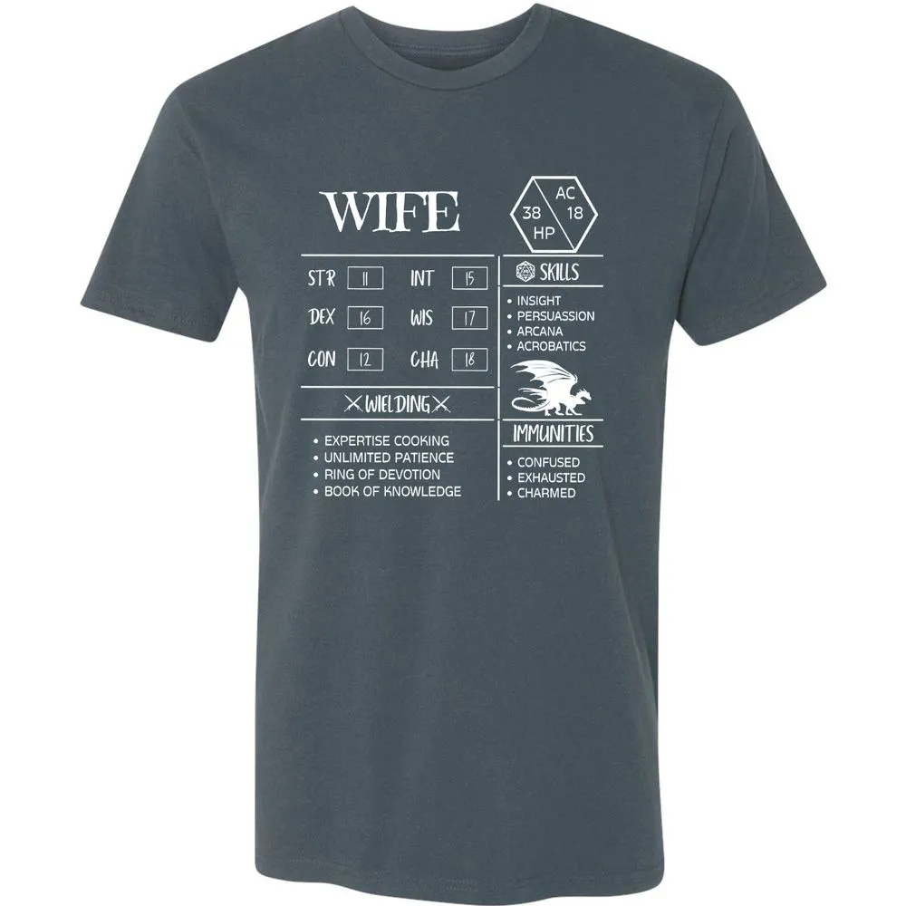 Wife Stats 2 Premium Unisex T-Shirt - Indigo - 15