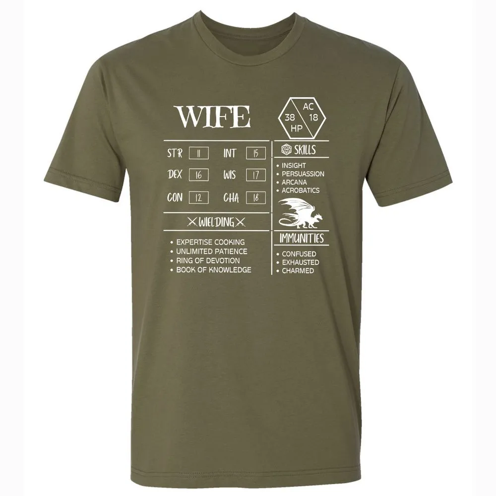 Wife Stats 2 Premium Unisex T-Shirt - Military Green - 5