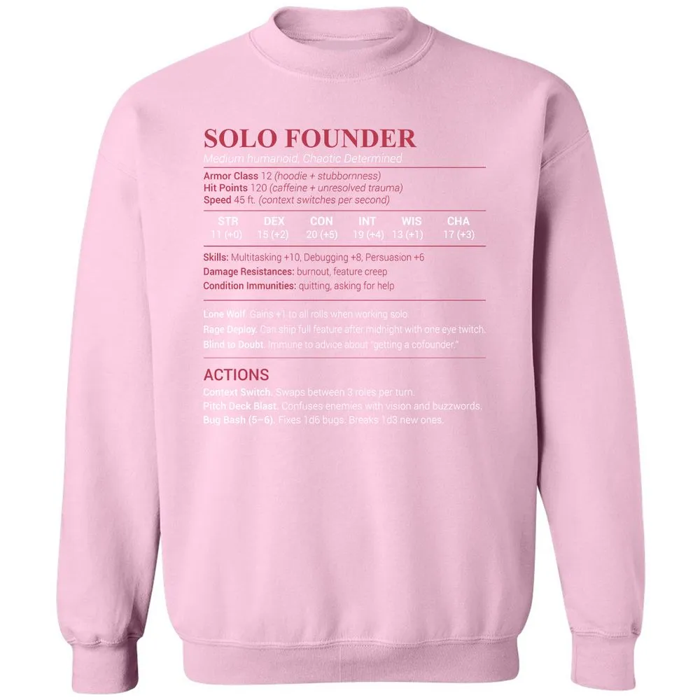 Solo Founder Classic Unisex Sweatshirt - Light Pink - 3
