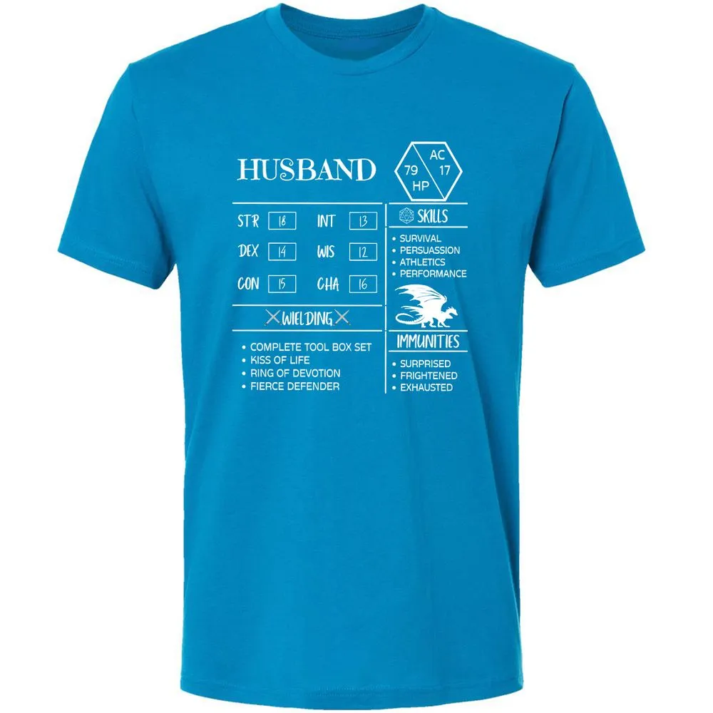 Husband Stats 2 Premium Unisex T-Shirt - Turquoise - 16