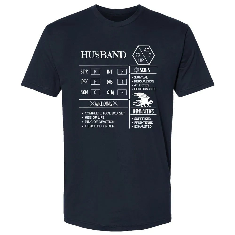 Husband Stats 2 Premium Unisex T-Shirt - Midnight Navy - 2
