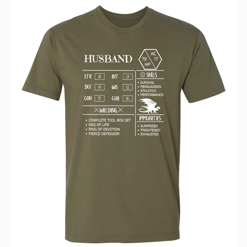 Husband Stats 2 Premium Unisex T-Shirt - Military Green - 5