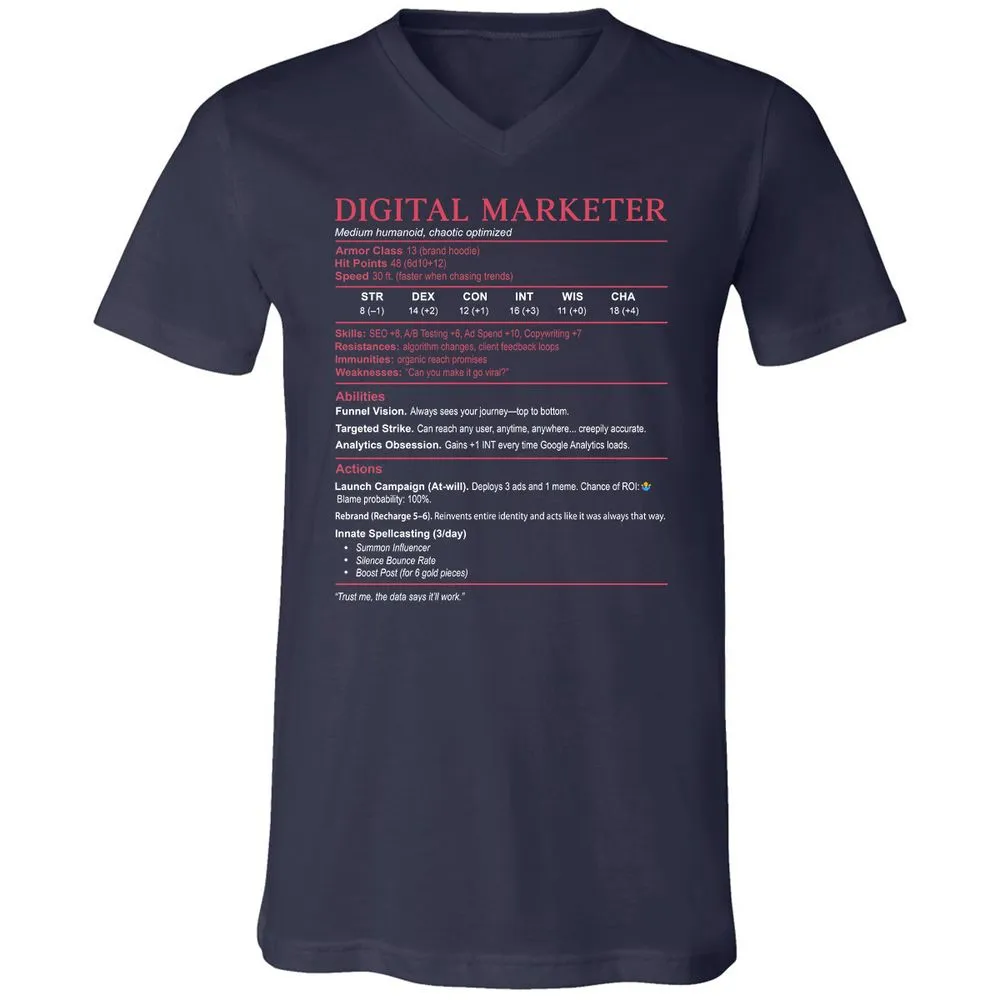 Digital Marketer Stats Unisex V-Neck T-Shirt - Navy - 2
