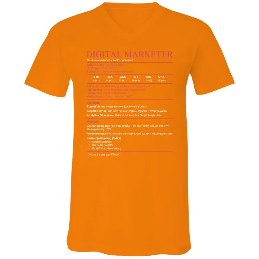 Digital Marketer Stats Unisex V-Neck T-Shirt - Orange - 11