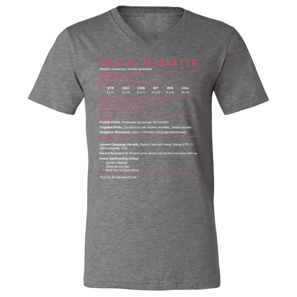 Digital Marketer Stats Unisex V-Neck T-Shirt - Deep Heather - 13