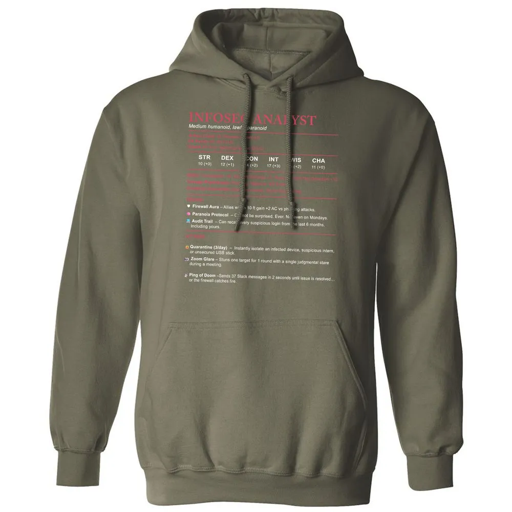 Information Security Analyst Stats Classic Unisex Hoodie - Military Green - 4