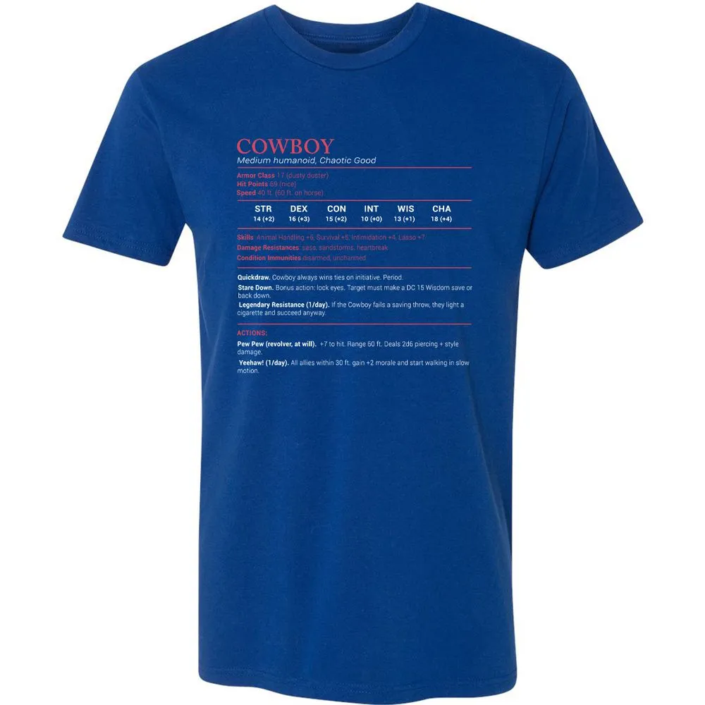 Cowboy Stats Premium Unisex T-Shirt - Royal - 10