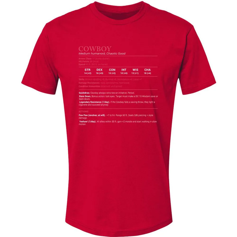 Cowboy Stats Premium Unisex T-Shirt - Red - 6