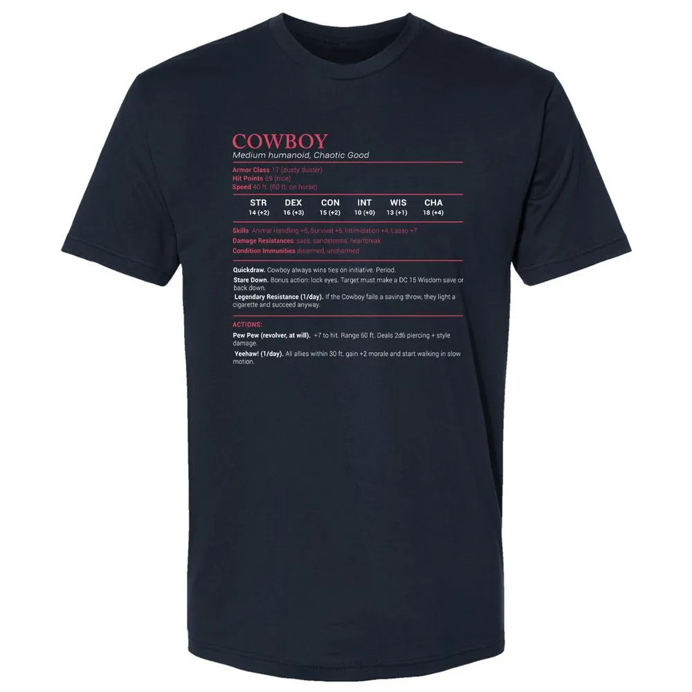 Cowboy Stats Premium Unisex T-Shirt - Midnight Navy - 2