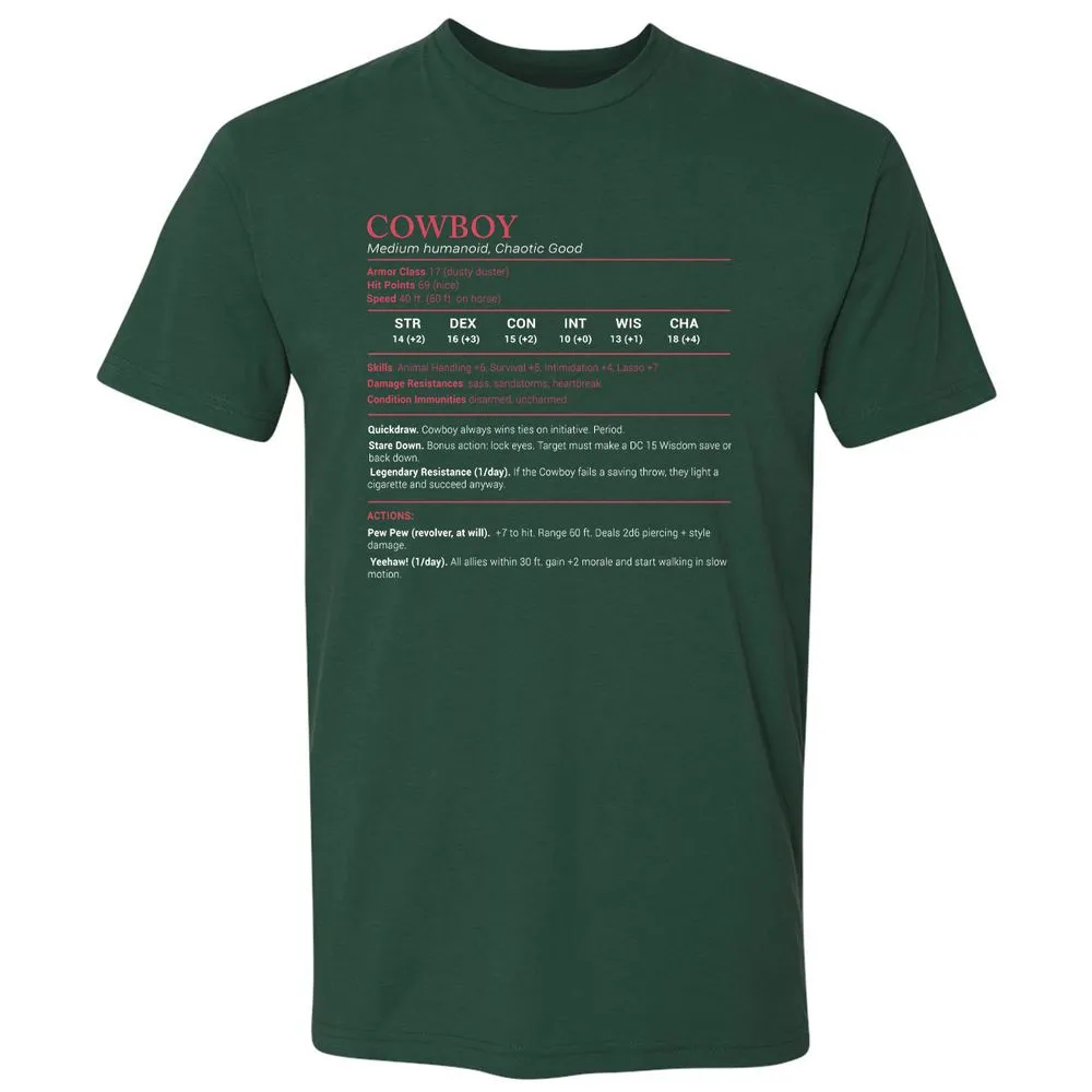 Cowboy Stats Premium Unisex T-Shirt - Forest Green - 13