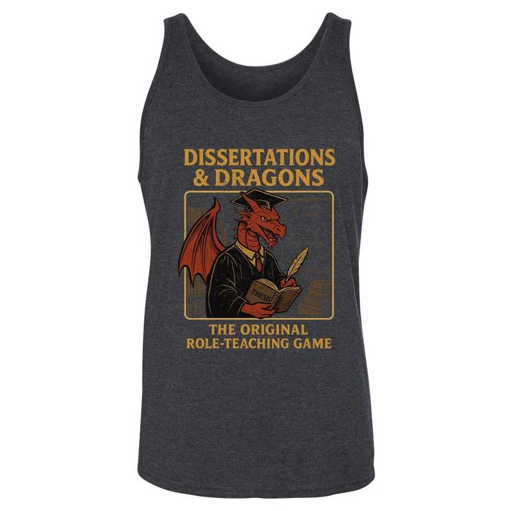 Disserations & Dragons Unisex Jersey Tank - Dark Grey Heather - 6