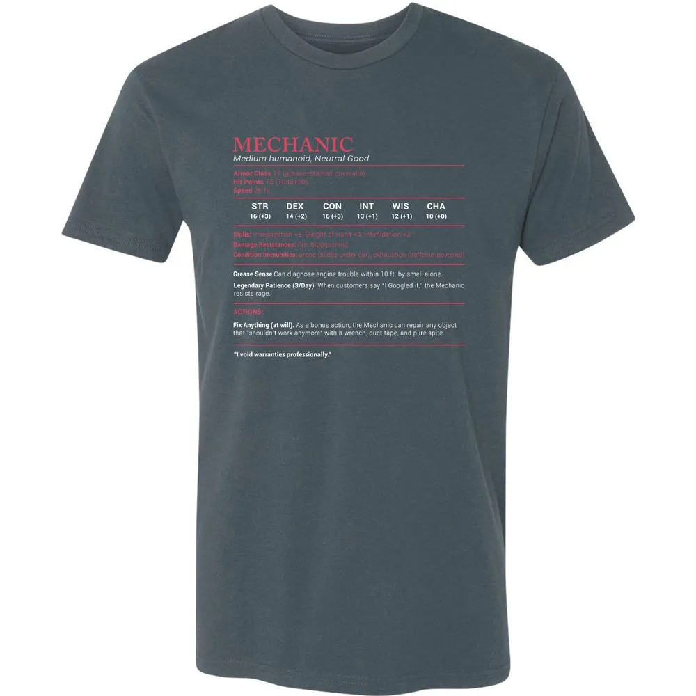 Mechanic Stats Premium Unisex T-Shirt - Indigo - 15