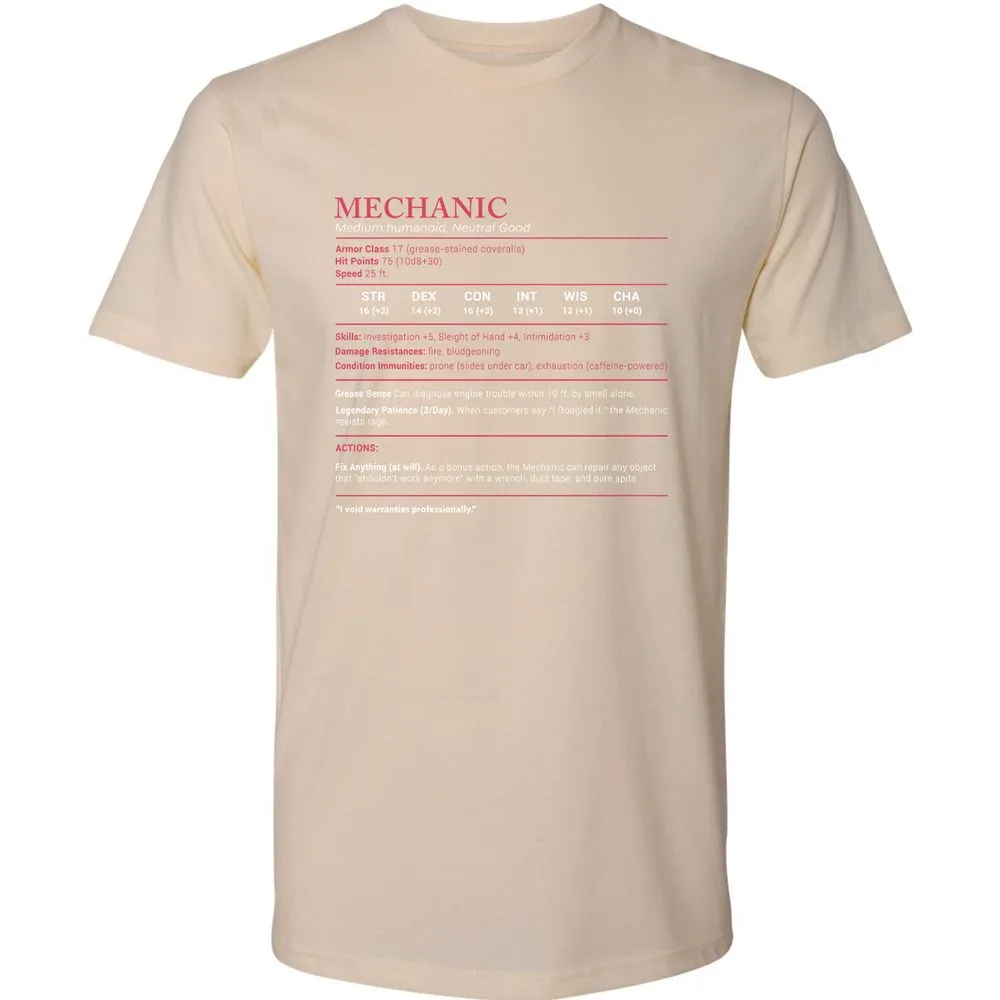 Mechanic Stats Premium Unisex T-Shirt - Cream - 14
