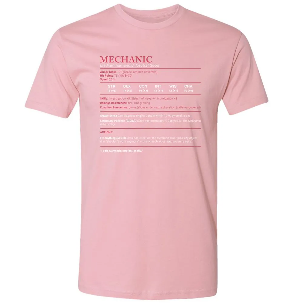 Mechanic Stats Premium Unisex T-Shirt - Light Pink - 3